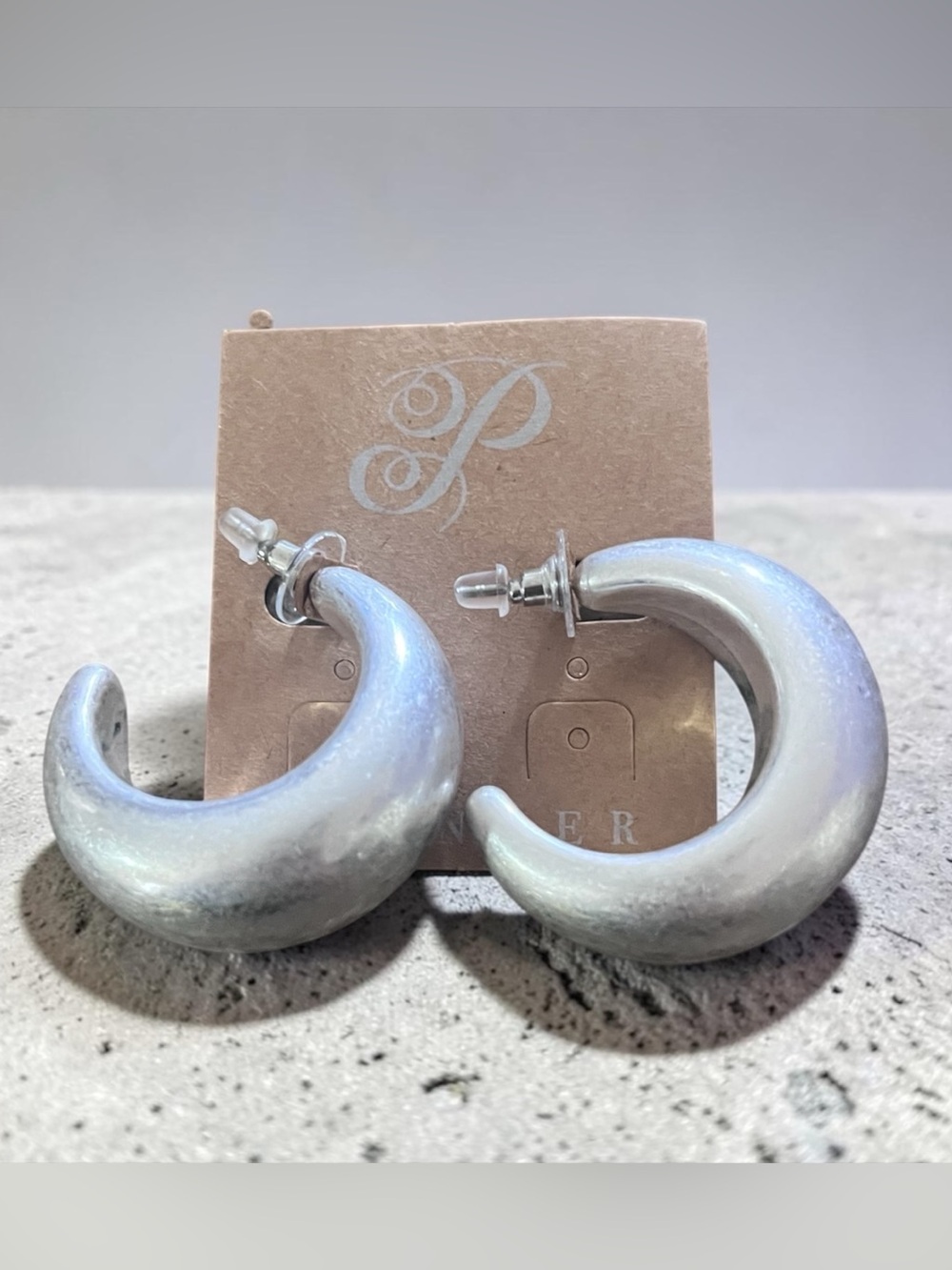 Y2K Chunky Silver Hoop Earrings - Silver/Opalescent